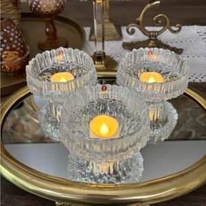Set of 3 vintage litalla tealight holders